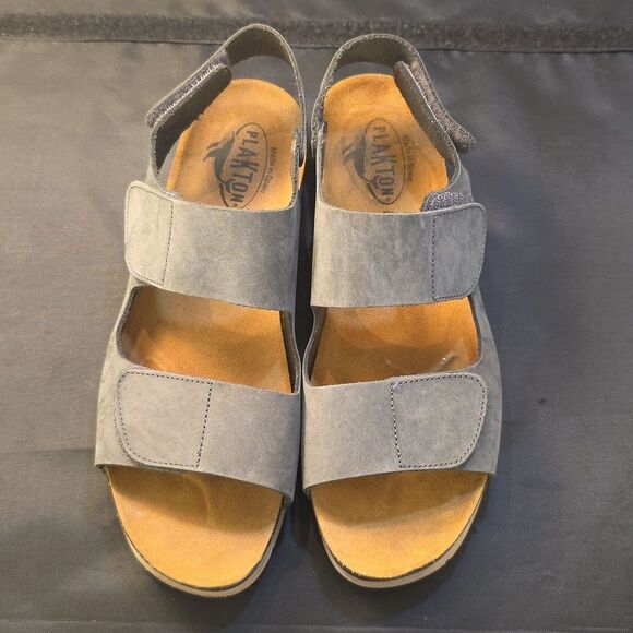 PLAKTON LEATHER VELCRO WOMENS ESPADIDRILLES WEDGE SANDAL - Picture 3 of 16